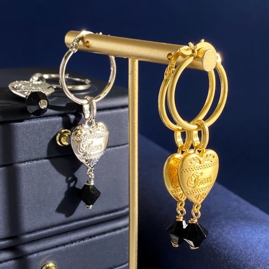 Dolce & Gabbana Heart Rhinestone Long Dangle Earrings