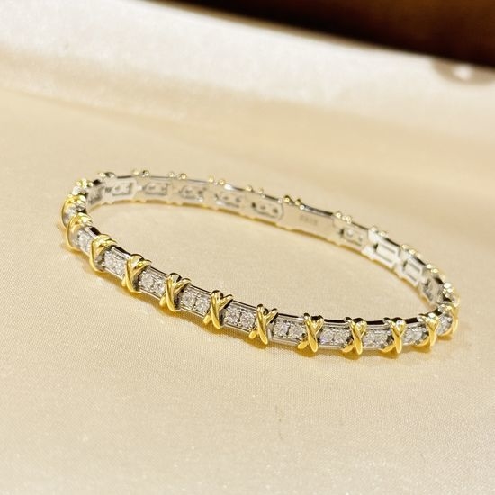 Tiffany & Co. Two-tone Diamond Cross Bracelet