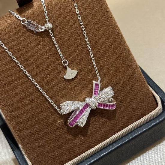 Graff Pink Diamond Bow Pendant Necklace