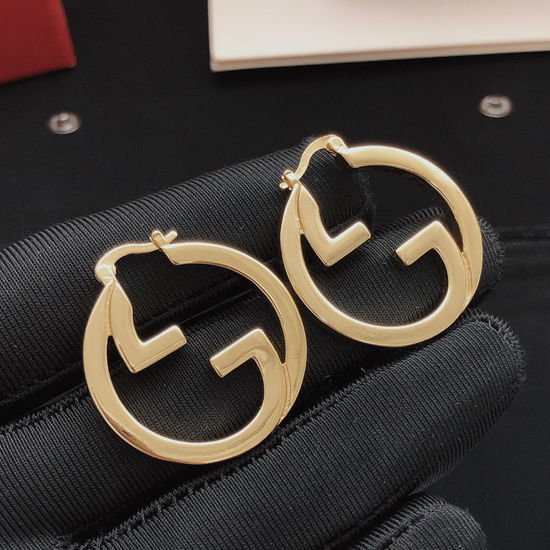 Gucci Round Smooth Brass Hoop Earrings