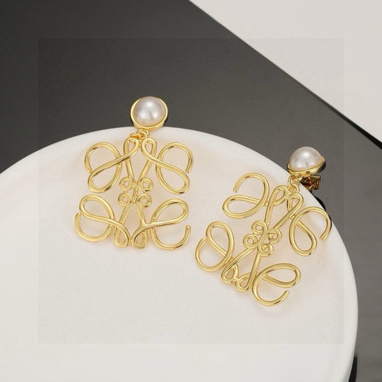 Loewe Alphabet Design Drop Earrings Versatile Wear
