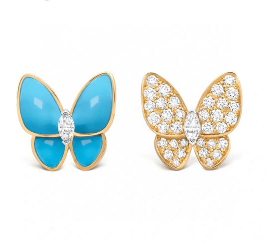 Van Cleef & Arpels VCA Gold Plated Butterfly Shape Stud Earrings