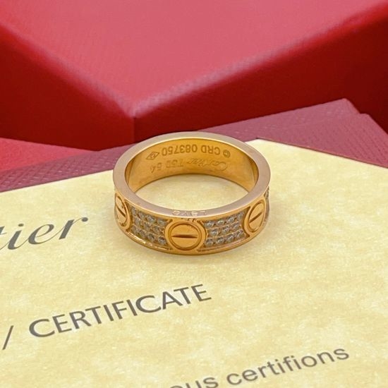 Cartier Rose Gold Inlaid Diamond Ring
