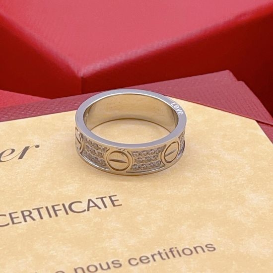 Cartier Silver Diamond Inlaid Wide Ring