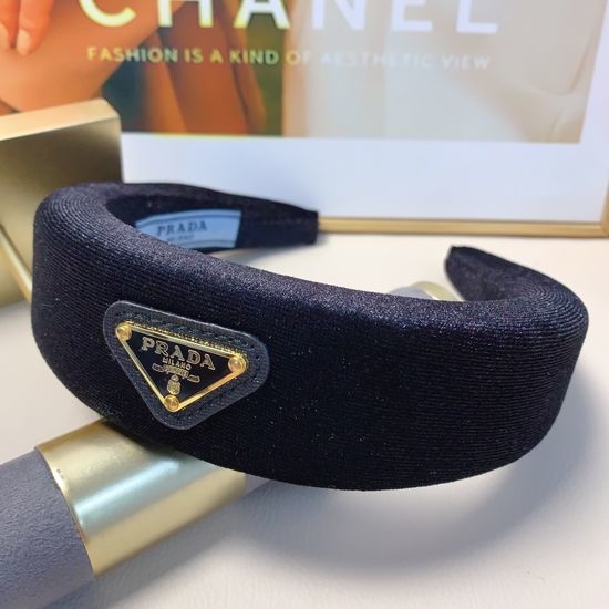 Prada Velvet Triangle Logo Headband
