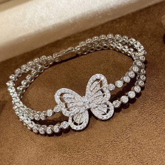 Graff Butterfly Full Diamond Double Row Bracelet