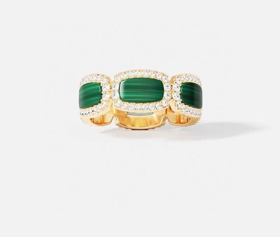 Apm monaco Malachite Ring Golden Design Jewelry