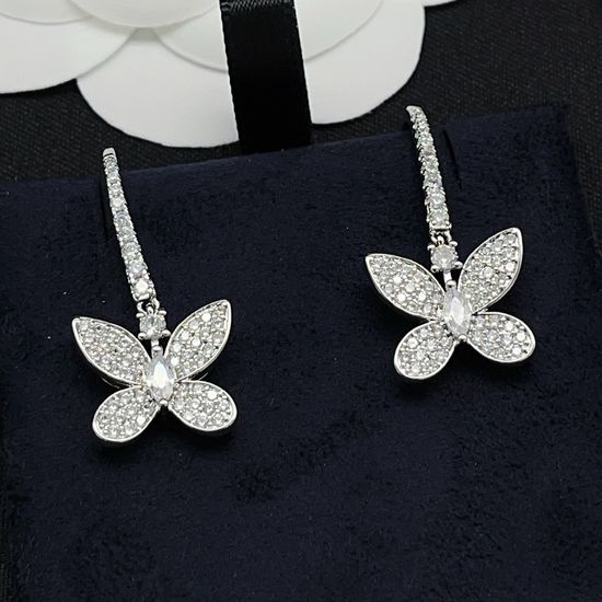 Polo Ralph Lauren Silver Diamond Butterfly Drop Earrings