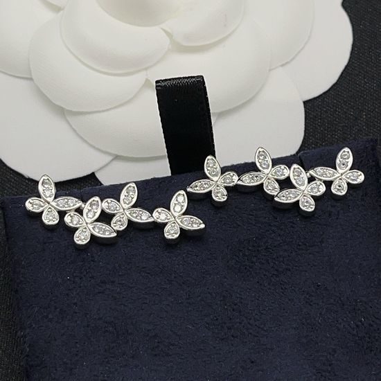 Polo Ralph Lauren Silver Diamond Four Butterfly Earrings