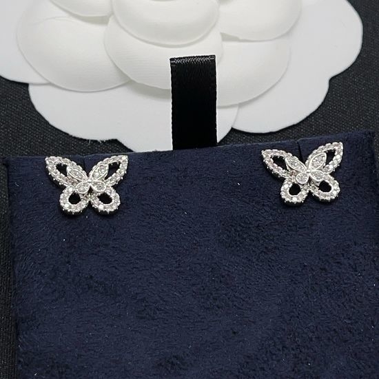 Polo Ralph Lauren Silver Diamond Hollow Butterfly Earrings