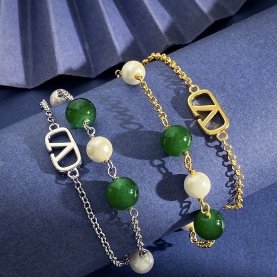 Valentino Double Layer Pearl Beaded Chain Bracelet