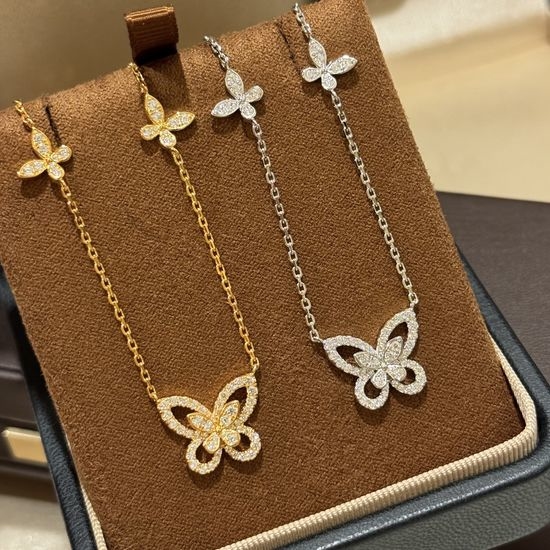 Graff Silver Butterfly Necklace Three Layer Design