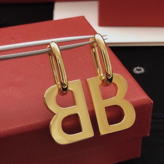 Balenciaga Smooth Letter Hook Earrings