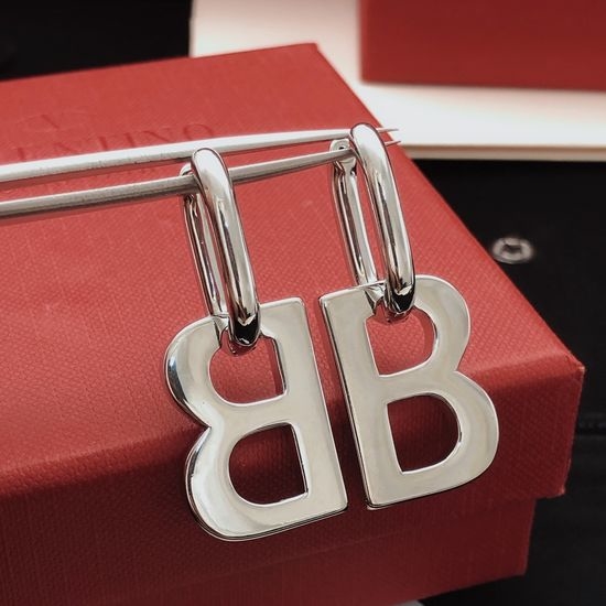 Balenciaga Smooth Letter Hook Earrings
