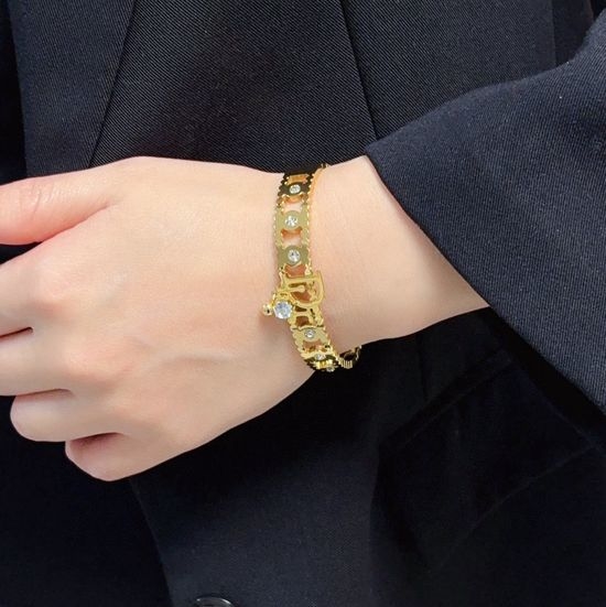 Christian Dior CD Hollow Rhinestone Bangle