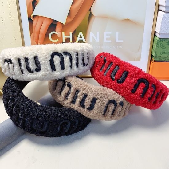 Miu Miu Fleece Embroidery Logo Hair Hoop