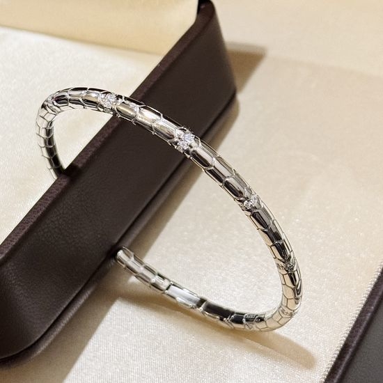 Bvlgari Snake Scale Pave Diamond Open Bangle