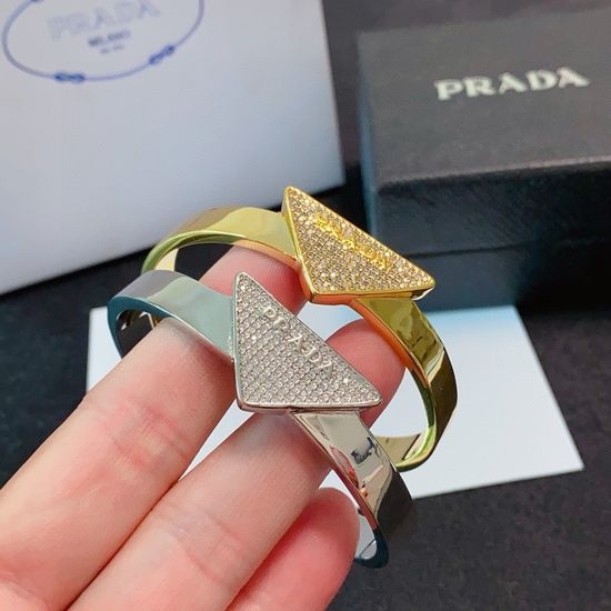 Prada Rhinestone Embellished Triangle Bangle