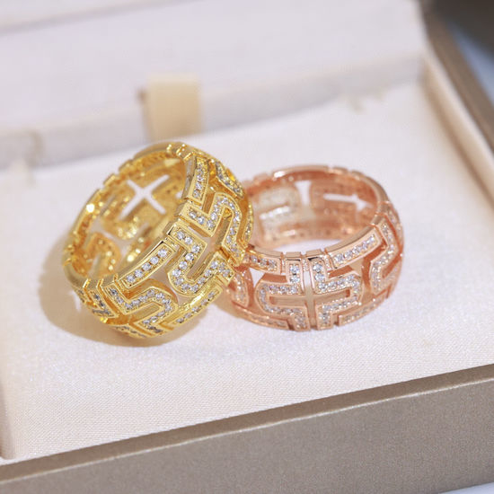Bvlgari Paperclip Ring Zircon Inlaid Long Lasting Color Retention