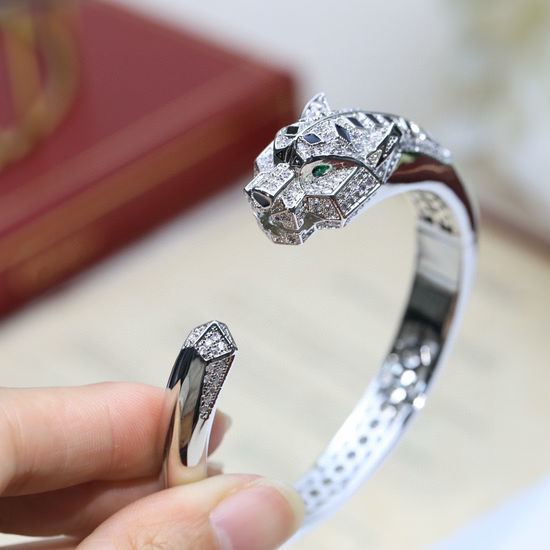 Cartier Diamond Inlaid Panther Bangle Jewelry