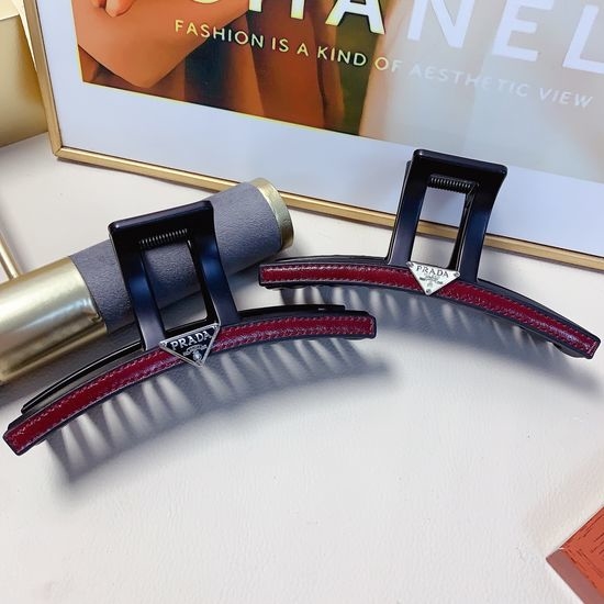 Prada Leather Hair Claw Clip