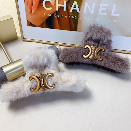 Celine Faux Fur Hair Claw Clip