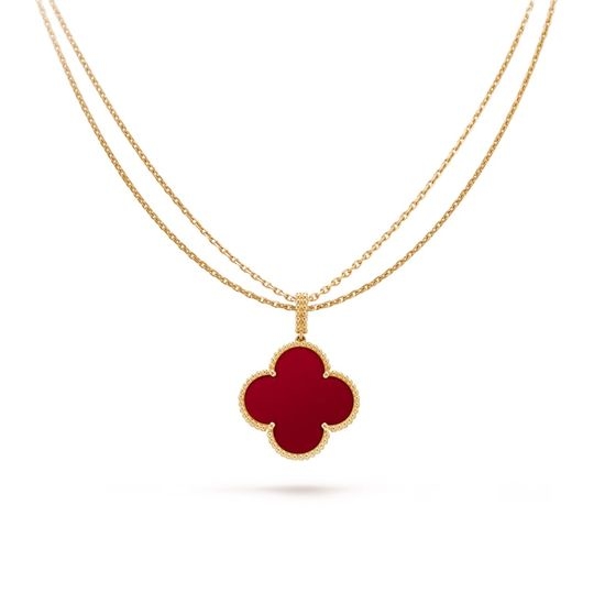 Van Cleef & Arpels VCA Clover Long Pendant Necklace Gold Plated