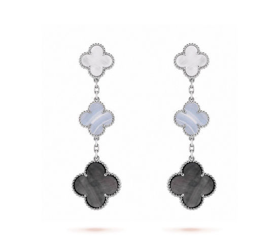Van Cleef & Arpels VCA Three Flower Clover Stud Earrings