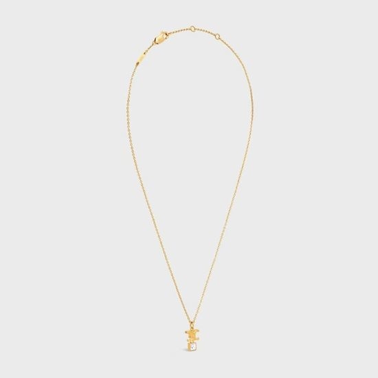 Celine Crystal Pendant Adjustable Gold Necklace