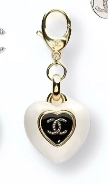 Chanel Chanel Black and White Heart Keychain