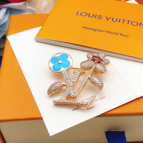 Louis Vuitton LV Elegant Flower Shape Brass Brooch