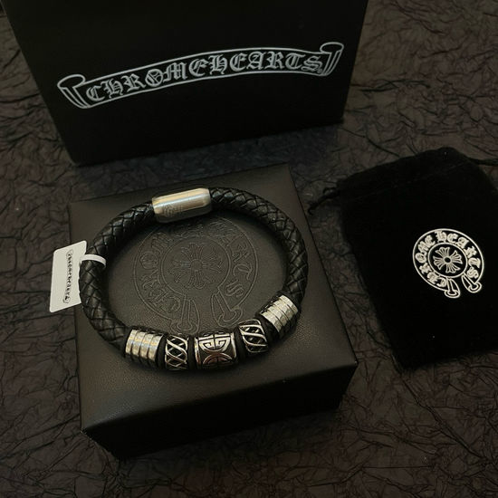 Chrome Hearts Vintage Patterned Leather Cord Bangle