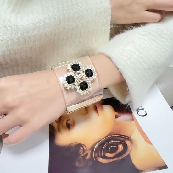 Chanel Transparent Acrylic Wide Fashion Bangle