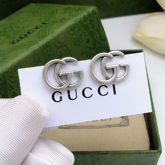 Gucci Sleek Silver Tone Stud Earrings