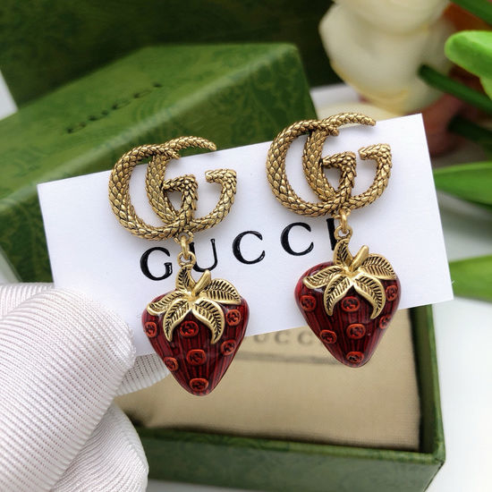 Gucci Strawberry Pattern Lovely Earrings Jewelry