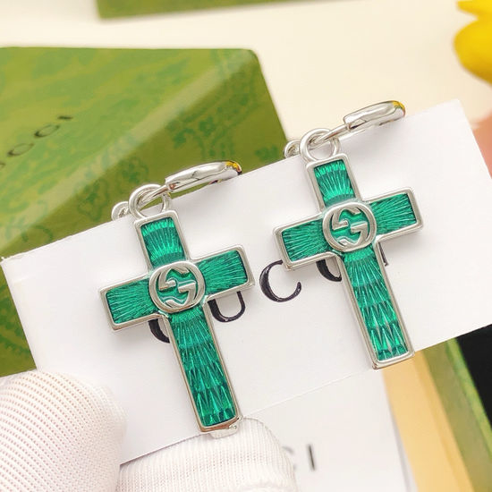 Gucci Cross Ear Hooks Green Brass Material
