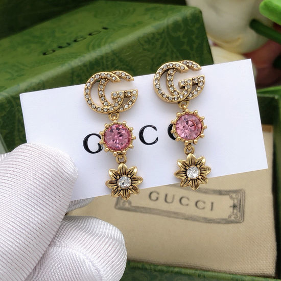 Gucci Flower Design Sterling Silver Post Earrings