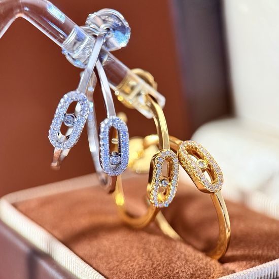 Messika Hollow Pave Diamond C-shape Earrings