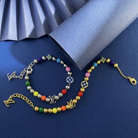 Louis Vuitton LV Enamel Beaded Pattern Chain Bracelet