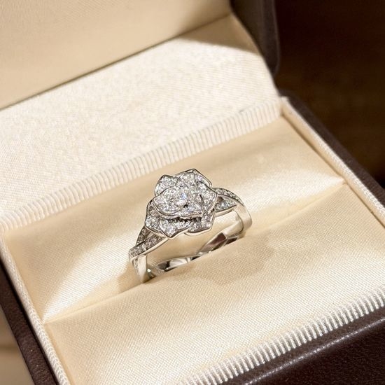 Chanel Diamond Camellia 925 Silver Ring