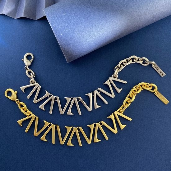 Versace Vintage Finish Letter Chain Bracelet
