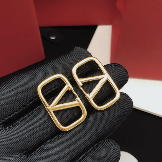 Valentino Smooth V Shape Stud Earrings