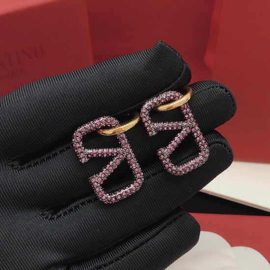 Valentino Purple Diamond Drop Hook Earrings