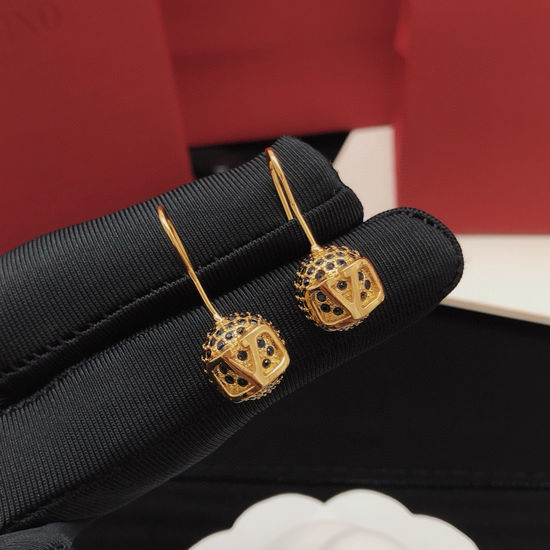 Valentino Spherical Black Diamond Hook Earrings