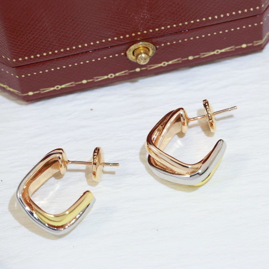 Cartier Square Three Color Ring Stud Earrings
