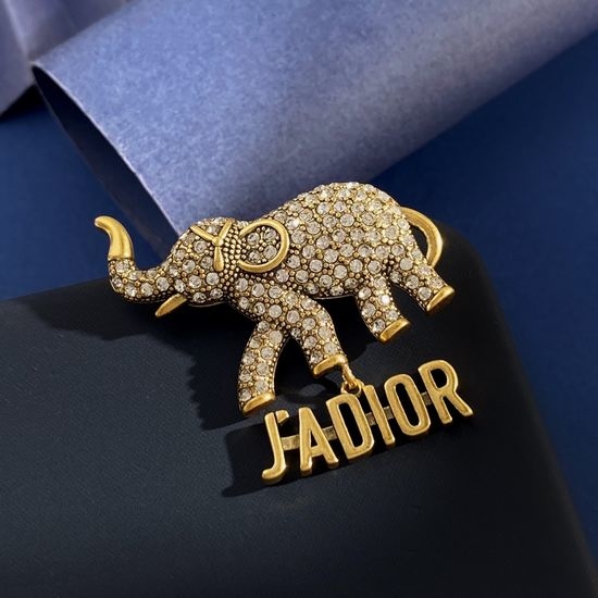Christian Dior CD Vintage Diamond Elephant Brooch