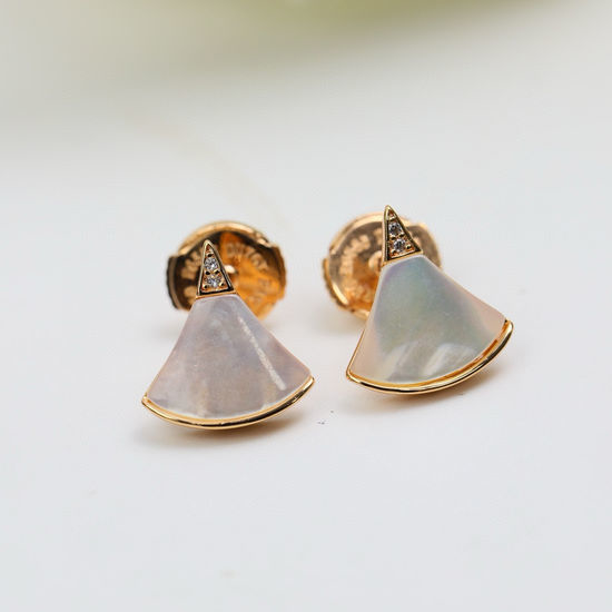 Bvlgari Fan Shaped Gemstone Stone Earrings