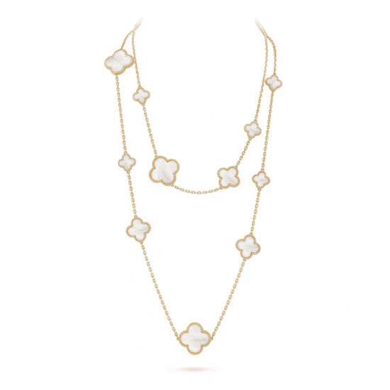 Van Cleef & Arpels VCA White Mother of Pearl Clover Necklace