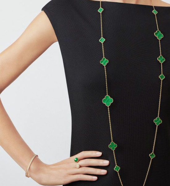 Van Cleef & Arpels VCA Malachite Four Leaf Clover Necklace