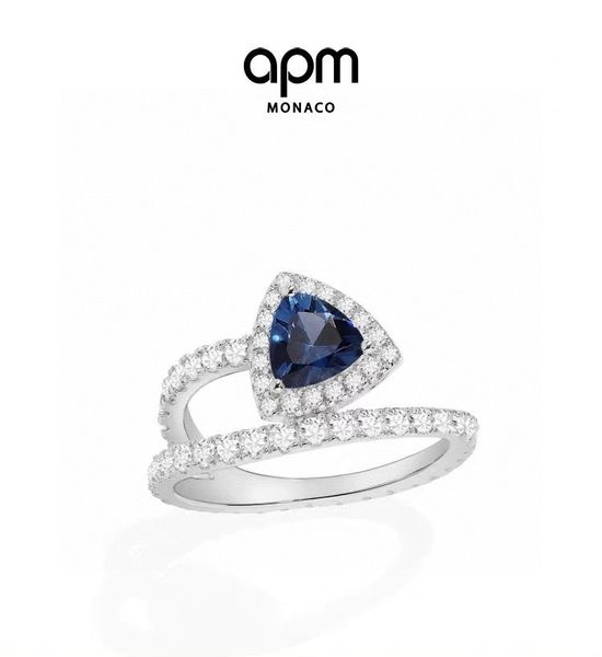 Apm monaco Blue Triangle Minimalist Circle Ring Gift